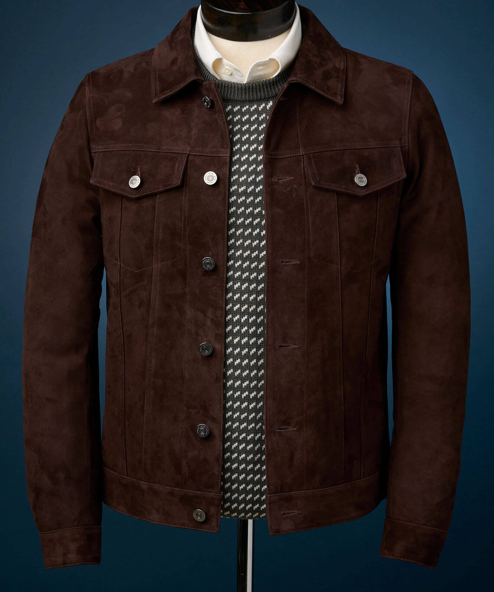 Men's Brown Suede Trucker Jacket