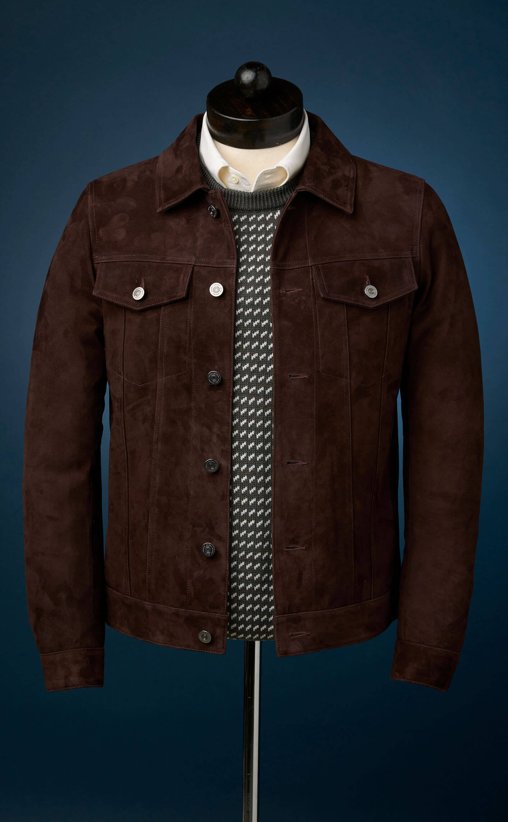 Men's Brown Suede Trucker Jacket