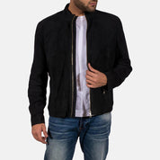Charcoal Black Suede Jacket | Slim Fit Design - Image 2