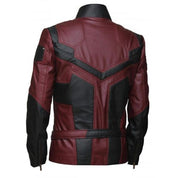 Daredevil Costume Leather Jacket in Maroon and Black Contrast - Image 2