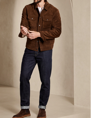 Handmade Men Dark Brown Suede Trucker Jacket, Brown Trucker Suede Jacket