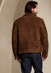 Handmade Men Dark Brown Suede Trucker Jacket, Brown Trucker Suede Jacket - Image 3