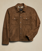 Handmade Men Dark Brown Suede Trucker Jacket, Brown Trucker Suede Jacket - Image 2