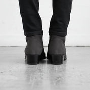 Men Dark Gray Suede Ankle Boots, Zipper Ankle Boots, Leather Boots