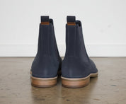 Men Dark Gray Suede Chelsea Boots, Gray Suede Casual Ankle Boots - back-view