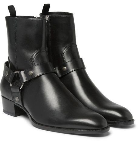 Men Fashion High Ankle Side Zipper Black Boot, Men Genuine Leather Boot