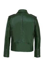 Handmade Men Green Biker Leather Jacket, Green Belted Motorcyle Jacket for Men - Image 2