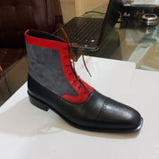 Men's Three-Tone Leather and Suede Ankle Boots - Image 2