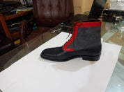 Men's Three-Tone Leather and Suede Ankle Boots - Image 4