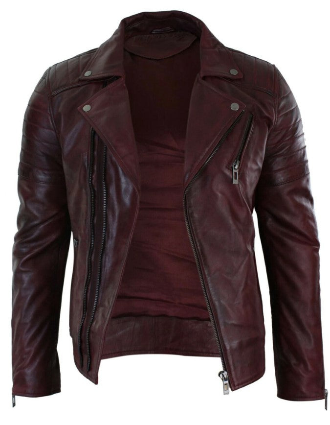 Men's Aged Genuine Leather Jacket | Slim Fit | Vintage Style