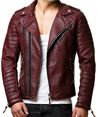 Maroon Quilted Leather Jacket