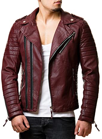 Maroon Quilted Leather Jacket