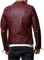 Maroon Quilted Leather Jacket - Image 2