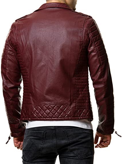 Maroon Quilted Leather Jacket - Image 2