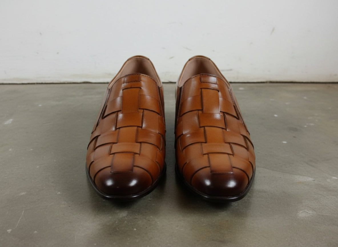 Men Multi Color Leather Strap Loafer Moccasins Shoes Formal Shoes - front-view
