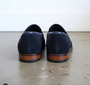 Men Navy Blue Suede Leather Moccasins Shoes, Casual Shoes Shoes - back-view