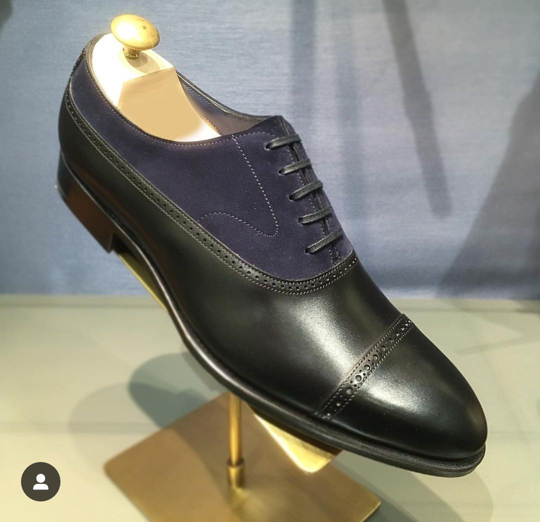 Men Oxford Two Tone Shoes Designer Navy Blue And Black Formal Shoes