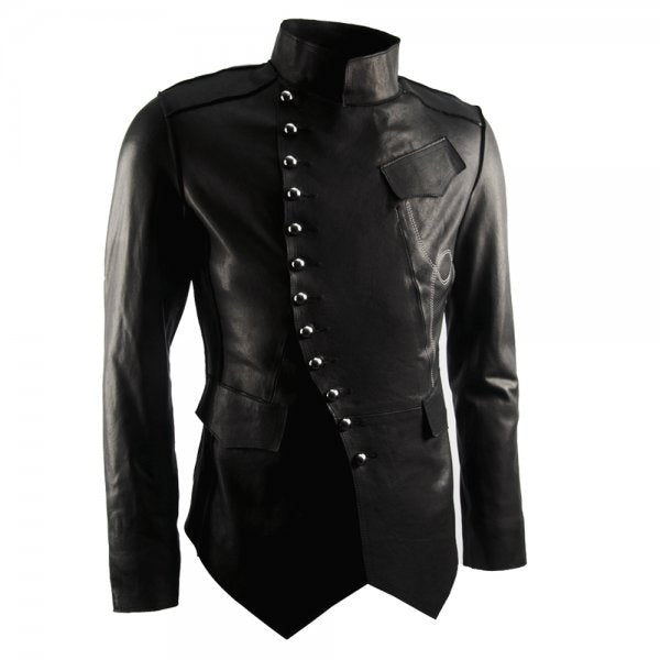 Punk Men Real Leather Jacket, Steam Jacket Coat Leather Coat Jacket