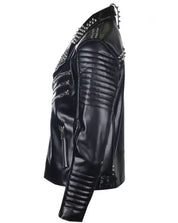 Men's Black Leather Punk Rock Jacket with Studs - Image 4