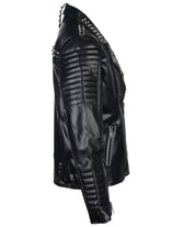 Men's Black Leather Punk Rock Jacket with Studs - Image 3