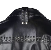 Men's Black Leather Punk Rock Jacket with Studs - Image 5