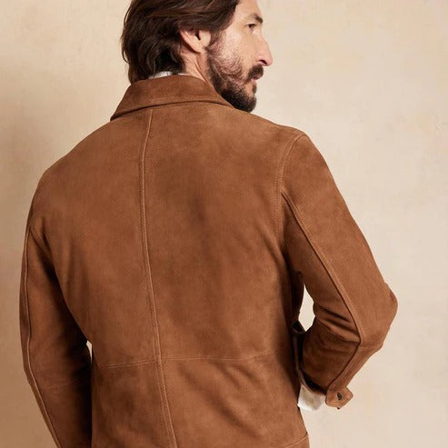 Handmade Mens Brown Suede Cowboy Jacket, Men Brown Suede Truker Jacket, Men Jacket - Image 2