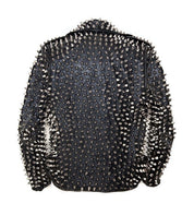 Men's Silver Studded Long Spike Brando Belted Jacket - Image 3