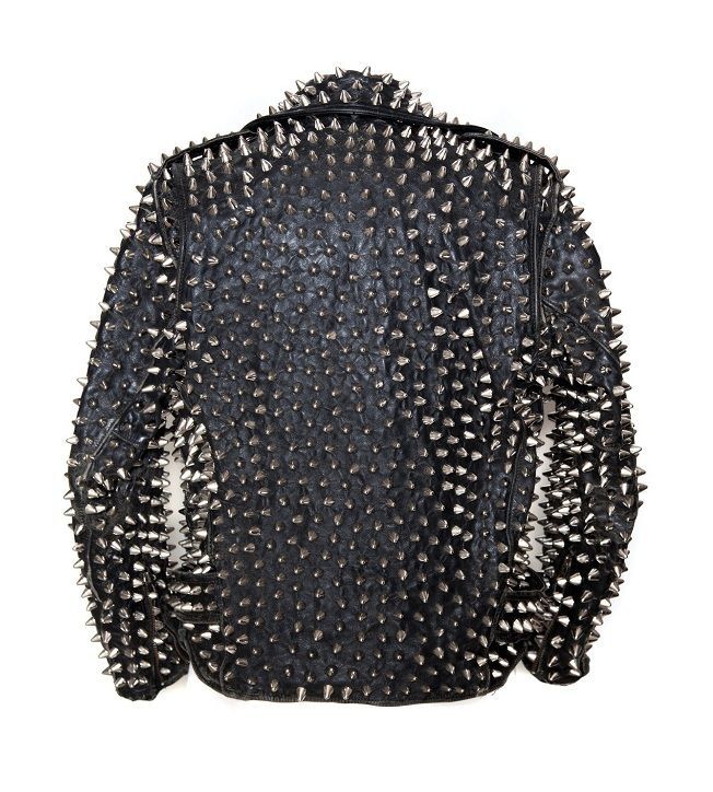 Men's Silver Studded Long Spike Brando Belted Jacket - Image 3