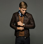 Men Slim Fit Leather Jacket, Jackets, antique brown Leather Jacket