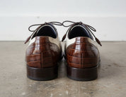 Men Spectator Shoes, Brown And White Crocodile Texture Two Tone Shoes
