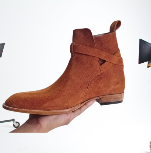 Men Tan Brown Suede Jodhpurs Boots, Fashion Style Ankle High Boots