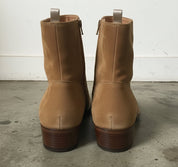 Men Tan Color Suede Ankle Boots Side Zipper Boots, Zipper Boots - back-view