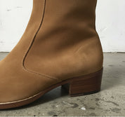 Men Tan Color Suede Ankle Boots Side Zipper Boots, Zipper Boots - detail-view-showing-texture