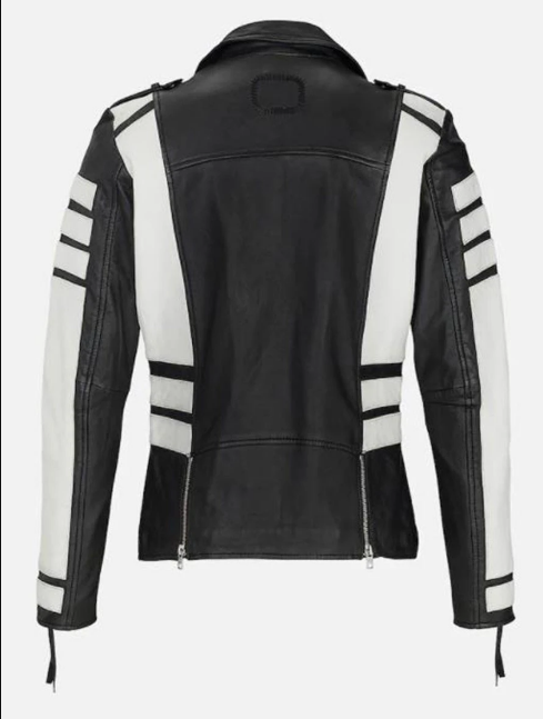 Men two tone biker jacket, Men black and white fashion jacket