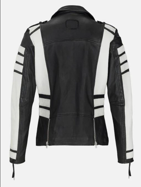 Handmade Men Two Tone Biker Jacket, Men Black and White Fashion Jacket - Image 2