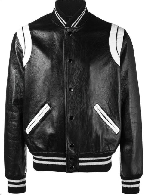 Men Two tone Cowhide leather Jacket, Men rock style fashion jacket