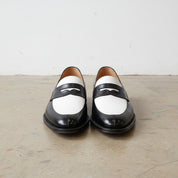 Men Two Tone Spectator Shoes Black And White Leather moccasins, Mens shoes