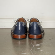 Men Two Tone Wing Tip Brogue Formal Shoes Blue And Gray Dress Shoes