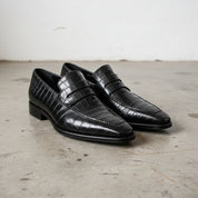 Mens Alligators Shoes, Classica crocodile Patterned dress shoes moccasins - 3-4-right-view