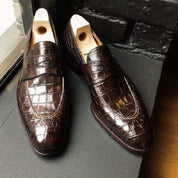 Mens Alligators Shoes, Men crocodile Patterned dress shoes moccasins