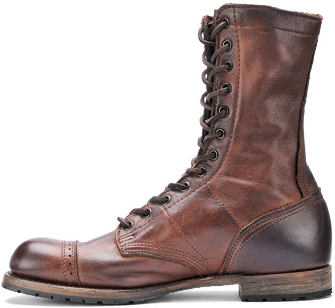 Men's Antique Brown Style Boots High Ankle Cap Toe Biker Boot