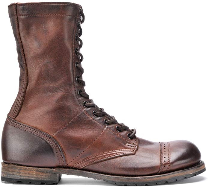 Men's Antique Brown Style Boots High Ankle Cap Toe Biker Boot