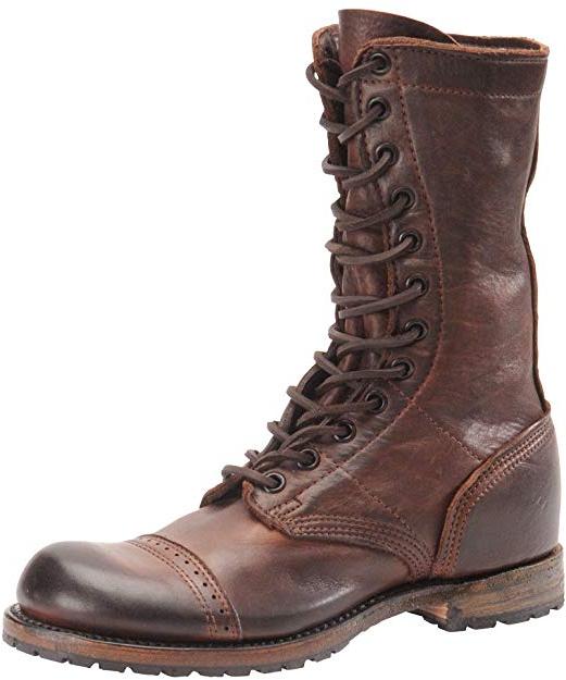 Men's Antique Brown Style Boots High Ankle Cap Toe Biker Boot