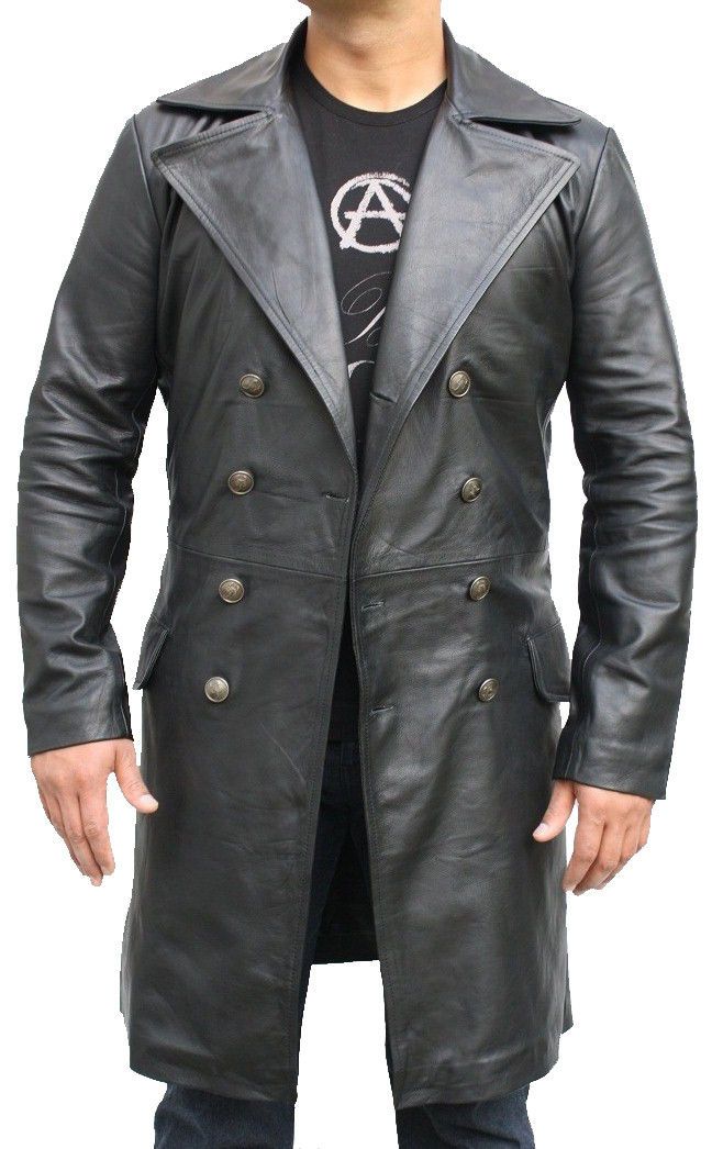 Men's Bespoke Long Coat Real Cowhide Leather Jacket