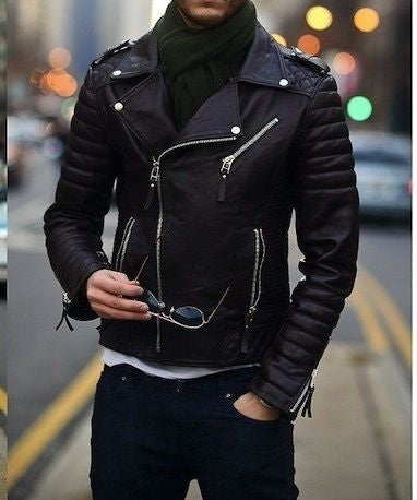 Men's Black Biker Leather Jacket