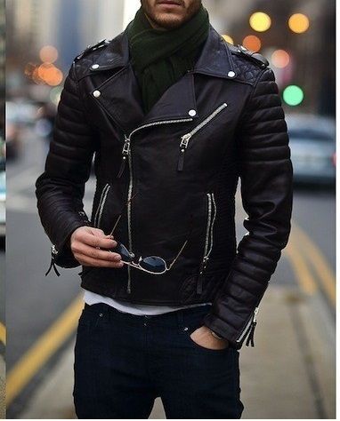 Men's Black Biker Leather Jacket