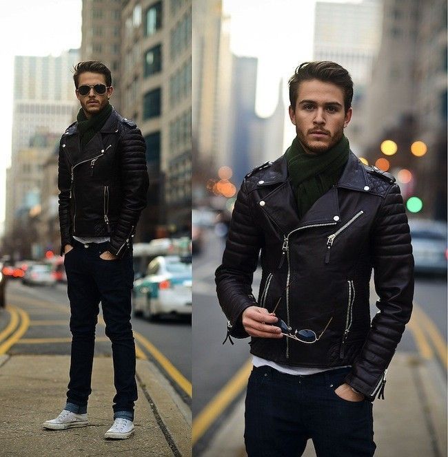 Men's Black Biker Leather Jacket - Image 2