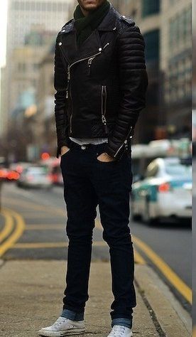 Men's Black Biker Leather Jacket - Image 3