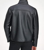 Men's Handmade Black Cowhide Leather Motorcycle Jacket - Image 2