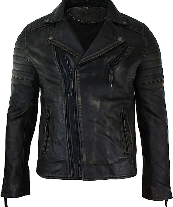 Men's Black Slim Fit Genuine Leather Jacket